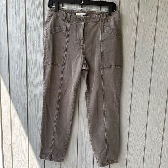 Boden Green Cropped Stretch Cargo Pants Sz 6 Ankle Length Patch Pockets - Picture 1 of 7